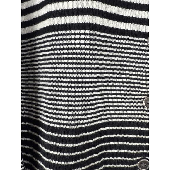Norton Studio Petite Size PL Striped Casual Button Cardigan Sweater Black White - Picture 2 of 10